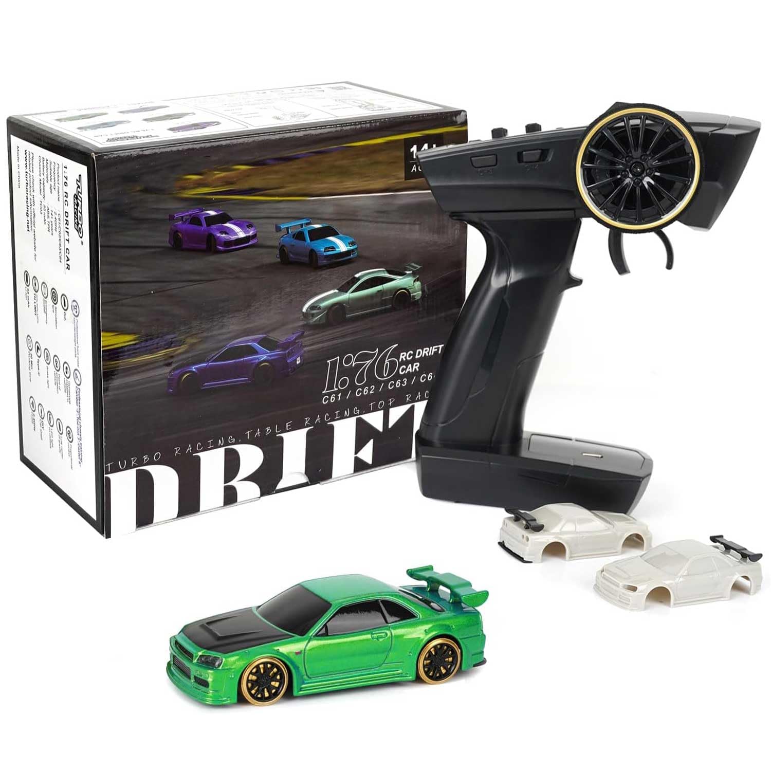 Turbo Racing 1:76 RC Drift Car ＋ドローンセット Turbo Racing 1:76 Scale Drift RC Car, Table Racing 2.4GHZ Remote